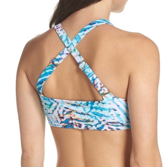 PQ Palmas Blue Tropical Knot Bikini Top Size Small S - Picture 8 of 10